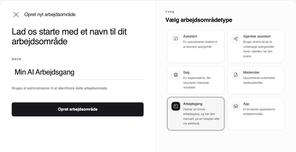 Demoområde til Arbejdsgang