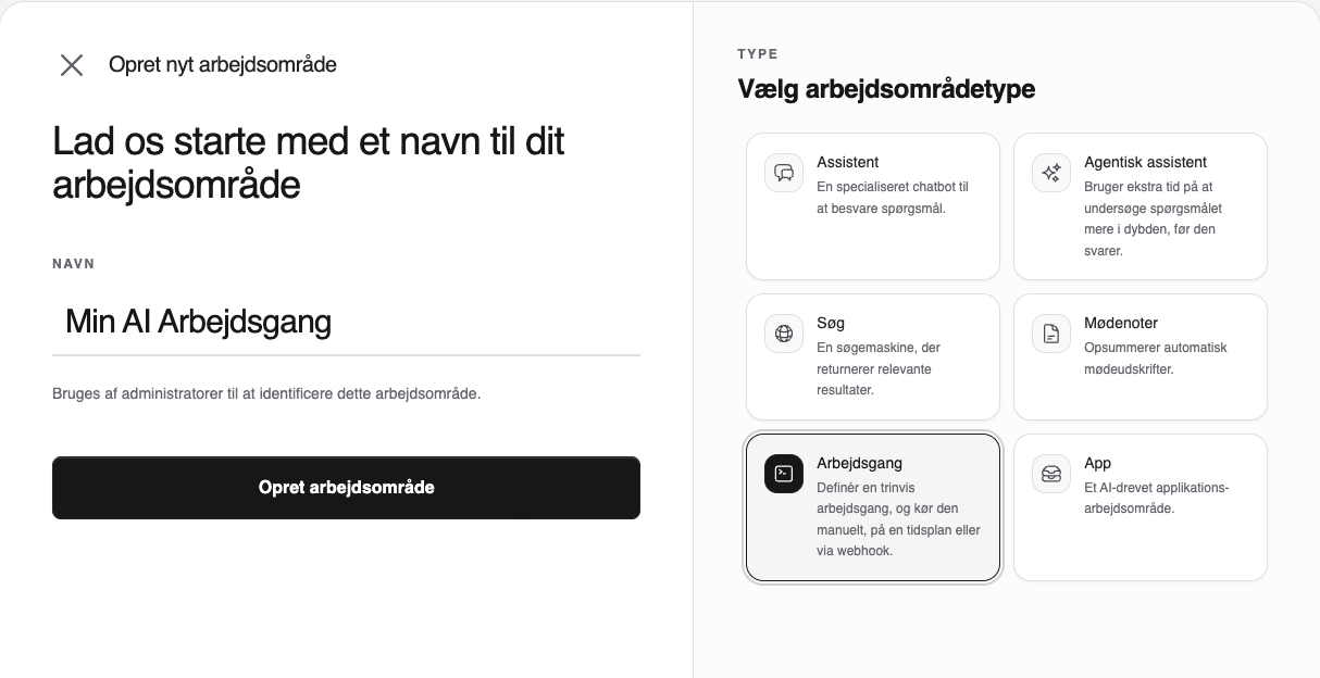 Demoområde til Arbejdsgang